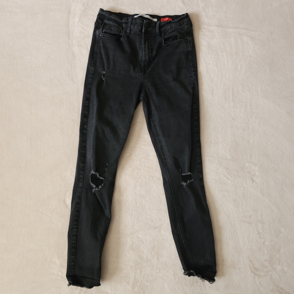 Celebrity Pink Black The Spice Distressed Raw Hem Skinny Jeans